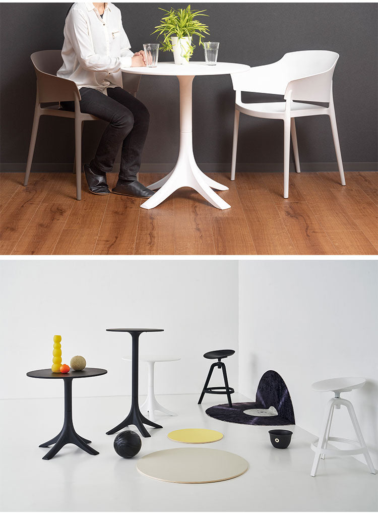 カフェテーブル テーブル おしゃれ デスク 丸 ラウンド サークル ポリプロピレン プラスチック 高さ73cm 幅70cm 黒 白 ブラック ホワイト シンプル(代引不可)