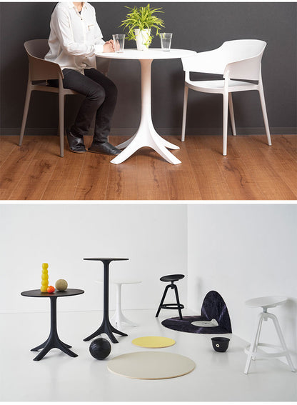 カフェテーブル テーブル おしゃれ デスク 丸 ラウンド サークル ポリプロピレン プラスチック 高さ73cm 幅70cm 黒 白 ブラック ホワイト シンプル(代引不可)