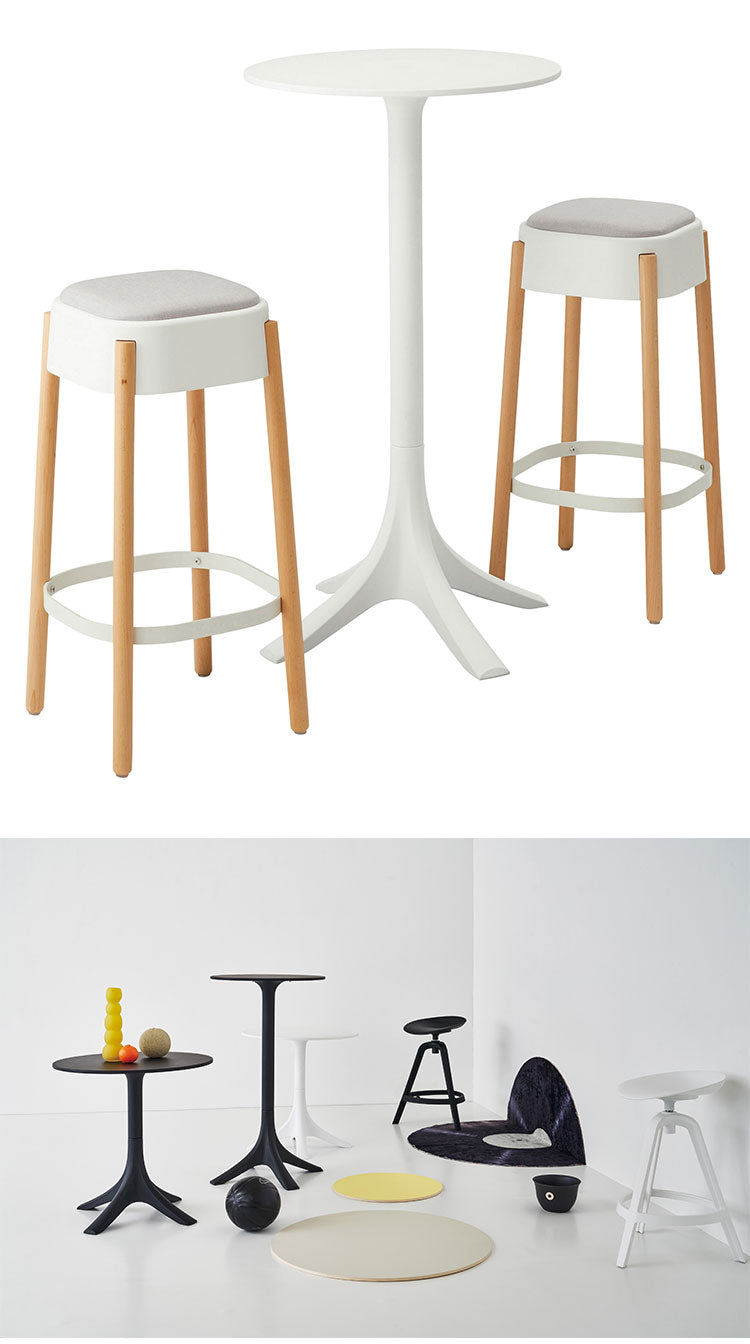 ハイテーブル テーブル バーテーブル おしゃれ デスク 丸 ラウンド サークル ポリプロピレン プラスチック 高さ110cm 幅60cm 黒 白 ブラック ホワイト シンプル(代引不可)