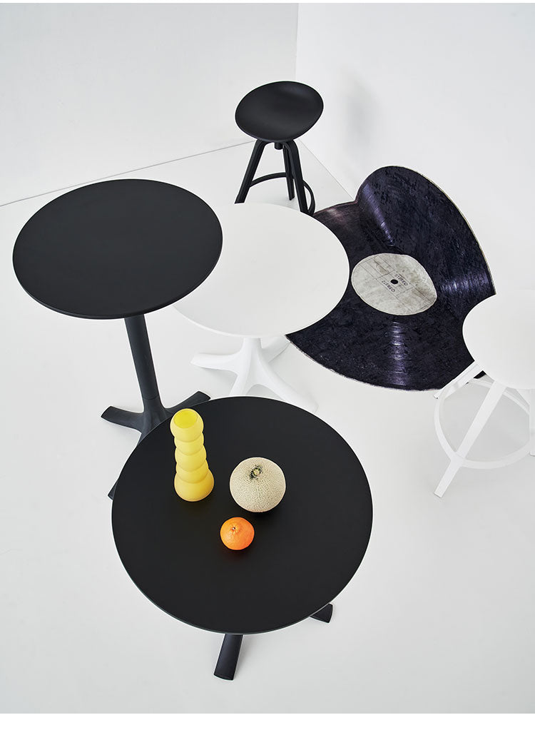 ハイテーブル テーブル バーテーブル おしゃれ デスク 丸 ラウンド サークル ポリプロピレン プラスチック 高さ110cm 幅60cm 黒 白 ブラック ホワイト シンプル(代引不可)