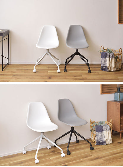 チェア 回転チェア デスクチェア オフィスチェア 座面回転 キャスター付き 移動可能 肘なし アームレス シェル型 曲線美 スタイリッシュ シンプル おしゃれ ホワイト グレー 在宅ワーク(代引不可)