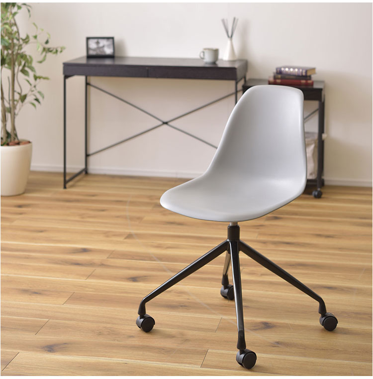 チェア 回転チェア デスクチェア オフィスチェア 座面回転 キャスター付き 移動可能 肘なし アームレス シェル型 曲線美 スタイリッシュ シンプル おしゃれ ホワイト グレー 在宅ワーク(代引不可)