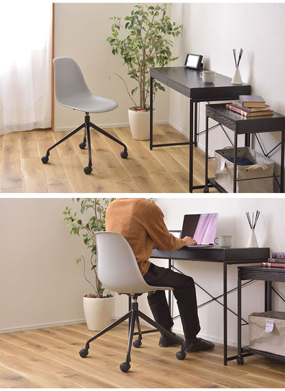 チェア 回転チェア デスクチェア オフィスチェア 座面回転 キャスター付き 移動可能 肘なし アームレス シェル型 曲線美 スタイリッシュ シンプル おしゃれ ホワイト グレー 在宅ワーク(代引不可)