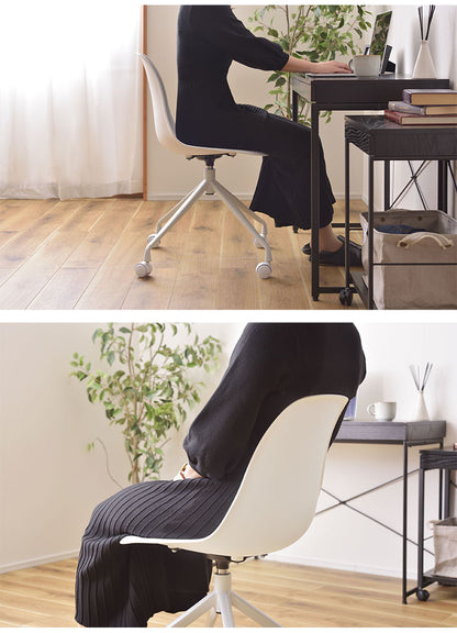 チェア 回転チェア デスクチェア オフィスチェア 座面回転 キャスター付き 移動可能 肘なし アームレス シェル型 曲線美 スタイリッシュ シンプル おしゃれ ホワイト グレー 在宅ワーク(代引不可)