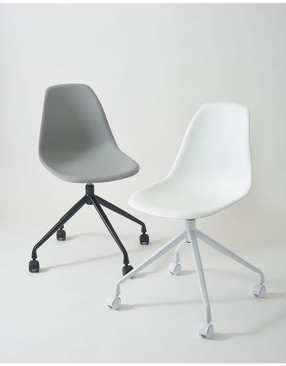 チェア 回転チェア デスクチェア オフィスチェア 座面回転 キャスター付き 移動可能 肘なし アームレス シェル型 曲線美 スタイリッシュ シンプル おしゃれ ホワイト グレー 在宅ワーク(代引不可)