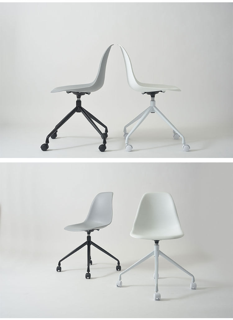 チェア 回転チェア デスクチェア オフィスチェア 座面回転 キャスター付き 移動可能 肘なし アームレス シェル型 曲線美 スタイリッシュ シンプル おしゃれ ホワイト グレー 在宅ワーク(代引不可)
