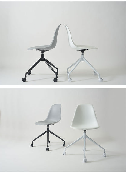 チェア 回転チェア デスクチェア オフィスチェア 座面回転 キャスター付き 移動可能 肘なし アームレス シェル型 曲線美 スタイリッシュ シンプル おしゃれ ホワイト グレー 在宅ワーク(代引不可)