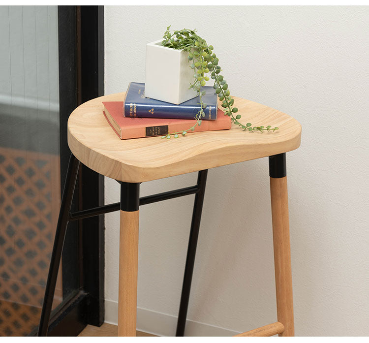 ハイスツール 高さ65cm スツール 天然木 木製 スチール チェア 椅子 イス おしゃれ シンプル 北欧 かわいい ブラック ホワイト 白 足置き フットレスト フィット キッチン カウンター コンパクト(代引不可)