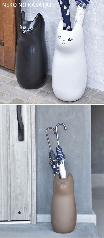 傘立て 高さ45 直径19 傘たて アンブレラスタンド フラワーベース ポスター収納 玄関 室内 室外 屋外 陶器 猫 ねこ(代引不可)