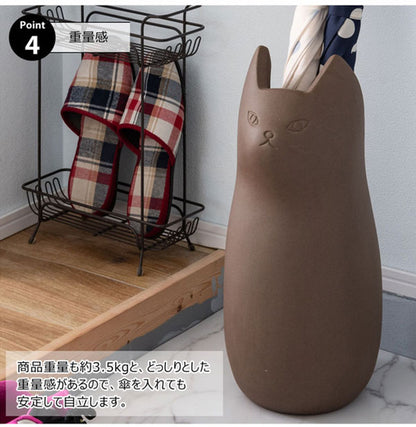 傘立て 高さ45 直径19 傘たて アンブレラスタンド フラワーベース ポスター収納 玄関 室内 室外 屋外 陶器 猫 ねこ(代引不可)