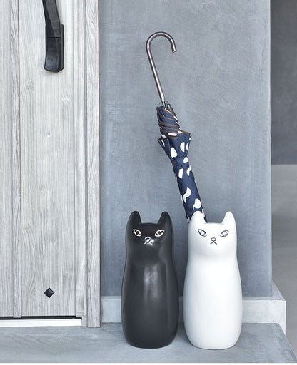傘立て カサタテ シンプル アンブレラスタンド 傘入れ 玄関 スッキリ かさ 収納 陶器 マット コンパクト スリム ねこ 猫 かわいい フラワーベース ポスター収納 室内 室外 ホワイト ブラック ブラウン(代引不可)