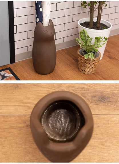 傘立て カサタテ シンプル アンブレラスタンド 傘入れ 玄関 スッキリ かさ 収納 陶器 マット コンパクト スリム ねこ 猫 かわいい フラワーベース ポスター収納 室内 室外 ホワイト ブラック ブラウン(代引不可)