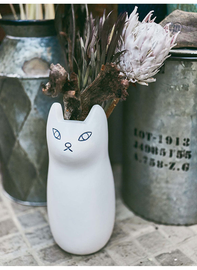 傘立て カサタテ シンプル アンブレラスタンド 傘入れ 玄関 スッキリ かさ 収納 陶器 マット コンパクト スリム ねこ 猫 かわいい フラワーベース ポスター収納 室内 室外 ホワイト ブラック ブラウン(代引不可)