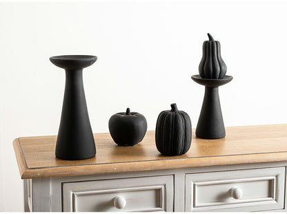 フルーツオブジェ CLY-43 東谷 オブジェ かぼちゃ ひょうたん型 小物 置物 インテリア雑貨 玄関 野菜 陶器 マット仕上げ アート おしゃれ コンパクト 観賞 リビング かわいい 黒 ブラック(代引不可)