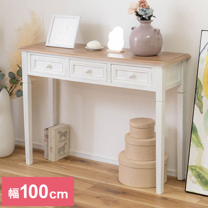 デスク 幅100cm コンソールテーブル 天然木 軽量 作業台 化粧台 北欧 おしゃれ モダン アンティーク風 机 軽い ナチュラル カフェ ヴィンテージ風 人気 木製(代引不可)