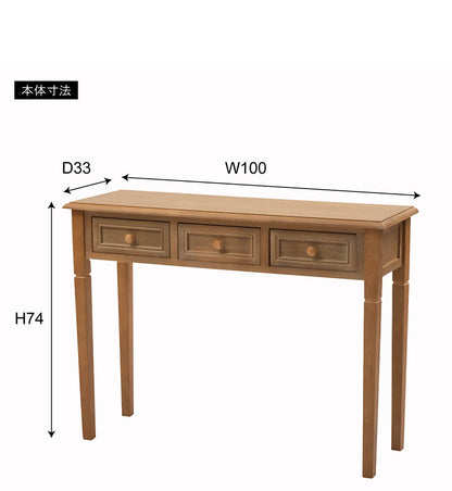 デスク 幅100cm コンソールテーブル 天然木 軽量 作業台 化粧台 北欧 おしゃれ モダン アンティーク風 机 軽い ナチュラル カフェ ヴィンテージ風 人気 木製(代引不可)