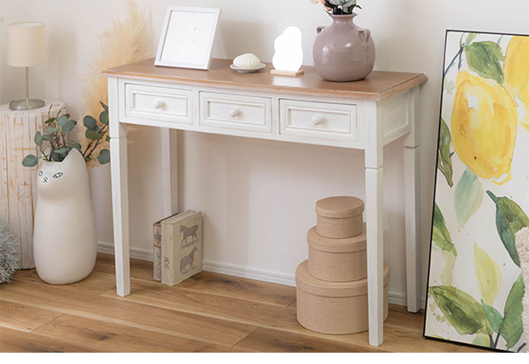 デスク 幅100cm コンソールテーブル 天然木 軽量 作業台 化粧台 北欧 おしゃれ モダン アンティーク風 机 軽い ナチュラル カフェ ヴィンテージ風 人気 木製(代引不可)
