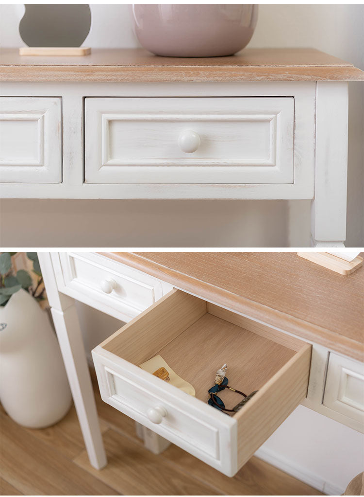 デスク 幅100cm コンソールテーブル 天然木 軽量 作業台 化粧台 北欧 おしゃれ モダン アンティーク風 机 軽い ナチュラル カフェ ヴィンテージ風 人気 木製(代引不可)