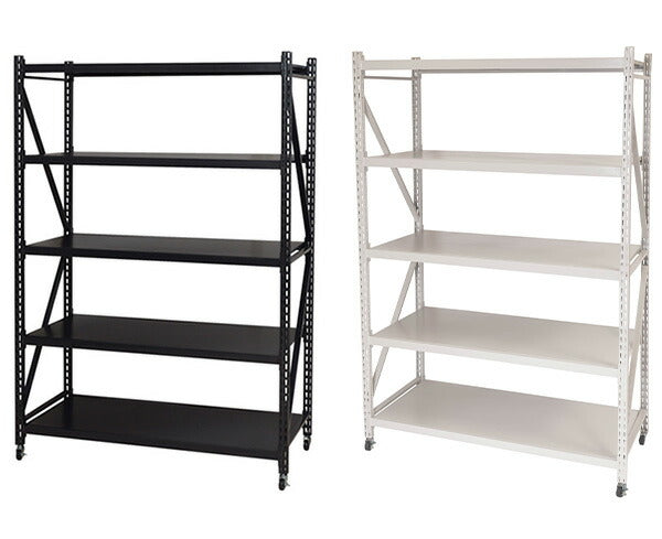 オープンラック ボルトレスラック 5段 幅129cm 奥行60cm キャスター付き スチールラック 収納棚 無骨 無骨 おしゃれ ヴィンテージ 本棚 シェルフ キャビネット スチール棚 レンジラック(代引不可)