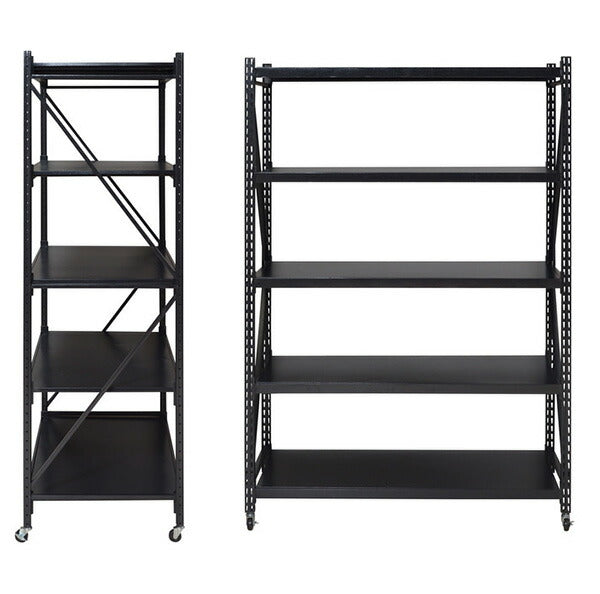 オープンラック ボルトレスラック 5段 幅129cm 奥行60cm キャスター付き スチールラック 収納棚 無骨 無骨 おしゃれ ヴィンテージ 本棚 シェルフ キャビネット スチール棚 レンジラック(代引不可)