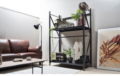 オープンラック ボルトレスラック 5段 幅129cm 奥行60cm キャスター付き スチールラック 収納棚 無骨 無骨 おしゃれ ヴィンテージ 本棚 シェルフ キャビネット スチール棚 レンジラック(代引不可)