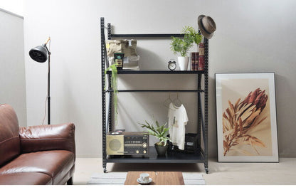 オープンラック ボルトレスラック 5段 幅129cm 奥行60cm キャスター付き スチールラック 収納棚 無骨 無骨 おしゃれ ヴィンテージ 本棚 シェルフ キャビネット スチール棚 レンジラック(代引不可)