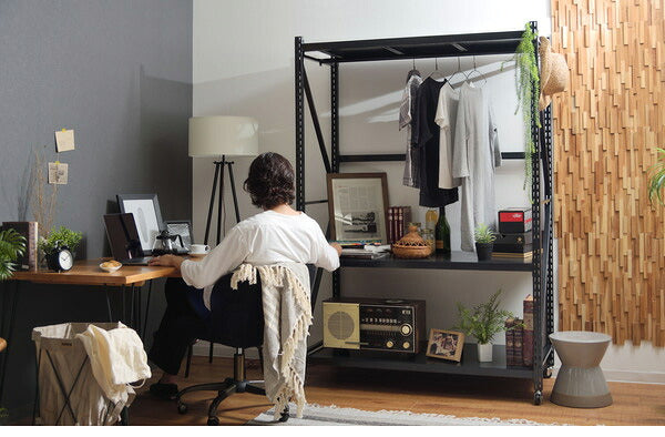 オープンラック ボルトレスラック 5段 幅129cm 奥行60cm キャスター付き スチールラック 収納棚 無骨 無骨 おしゃれ ヴィンテージ 本棚 シェルフ キャビネット スチール棚 レンジラック(代引不可)