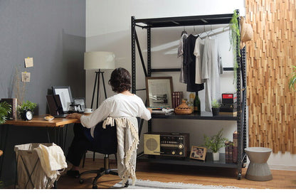 オープンラック ボルトレスラック 5段 幅129cm 奥行60cm キャスター付き スチールラック 収納棚 無骨 無骨 おしゃれ ヴィンテージ 本棚 シェルフ キャビネット スチール棚 レンジラック(代引不可)