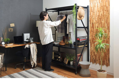 オープンラック ボルトレスラック 5段 幅129cm 奥行60cm キャスター付き スチールラック 収納棚 無骨 無骨 おしゃれ ヴィンテージ 本棚 シェルフ キャビネット スチール棚 レンジラック(代引不可)