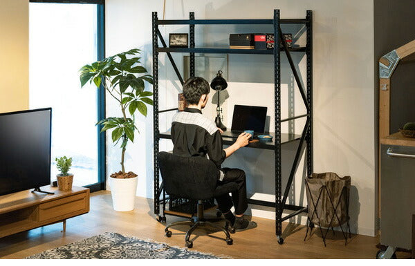 オープンラック ボルトレスラック 5段 幅129cm 奥行60cm キャスター付き スチールラック 収納棚 無骨 無骨 おしゃれ ヴィンテージ 本棚 シェルフ キャビネット スチール棚 レンジラック(代引不可)