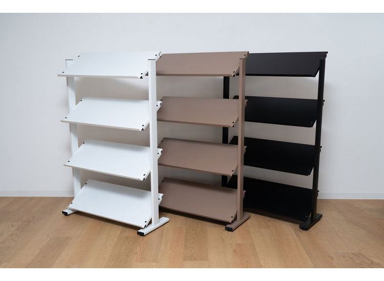 2WAY 4段 ラック 幅80.5cm シェルフ 棚 収納棚 オープンラック 本棚 斜め 店舗ディスプレイ 什器 スチール シンプル ブラック スモークピンク ホワイト(代引不可)