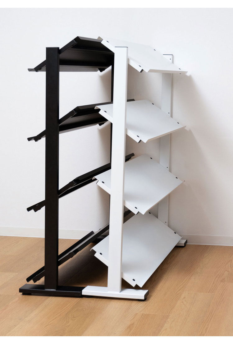 2WAY 4段 ラック 幅80.5cm シェルフ 棚 収納棚 オープンラック 本棚 斜め 店舗ディスプレイ 什器 スチール シンプル ブラック スモークピンク ホワイト(代引不可)