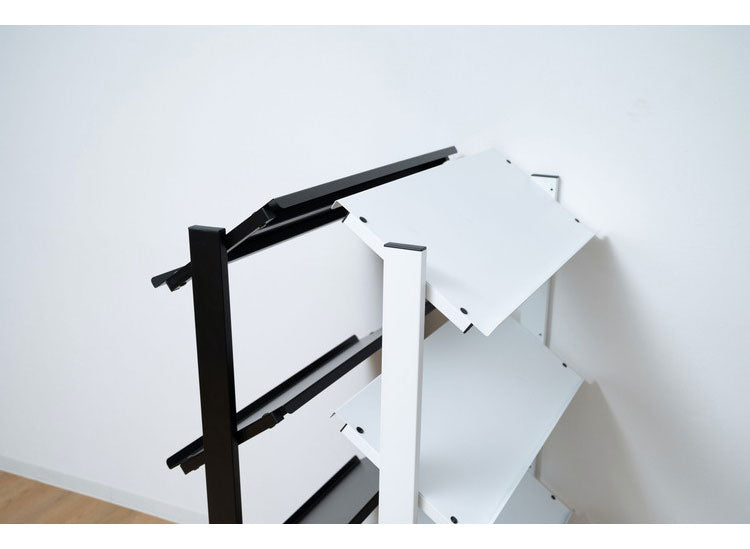 2WAY 4段 ラック 幅80.5cm シェルフ 棚 収納棚 オープンラック 本棚 斜め 店舗ディスプレイ 什器 スチール シンプル ブラック スモークピンク ホワイト(代引不可)