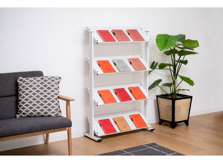 2WAY 4段 ラック 幅80.5cm シェルフ 棚 収納棚 オープンラック 本棚 斜め 店舗ディスプレイ 什器 スチール シンプル ブラック スモークピンク ホワイト(代引不可)