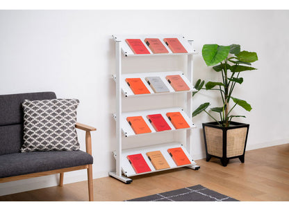 2WAY 4段 ラック 幅80.5cm シェルフ 棚 収納棚 オープンラック 本棚 斜め 店舗ディスプレイ 什器 スチール シンプル ブラック スモークピンク ホワイト(代引不可)