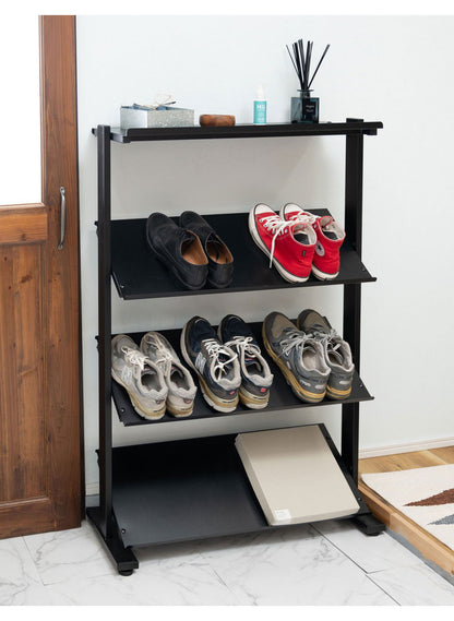 2WAY 4段 ラック 幅80.5cm シェルフ 棚 収納棚 オープンラック 本棚 斜め 店舗ディスプレイ 什器 スチール シンプル ブラック スモークピンク ホワイト(代引不可)