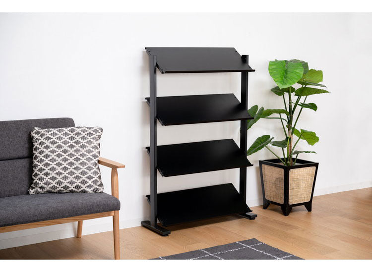 2WAY 4段 ラック 幅80.5cm シェルフ 棚 収納棚 オープンラック 本棚 斜め 店舗ディスプレイ 什器 スチール シンプル ブラック スモークピンク ホワイト(代引不可)