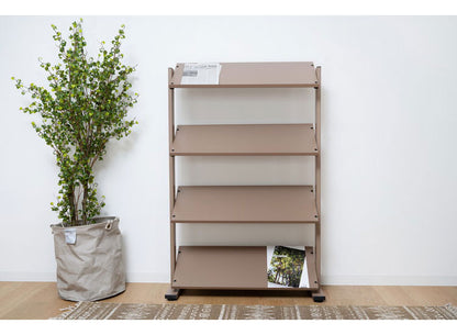 2WAY 4段 ラック 幅80.5cm シェルフ 棚 収納棚 オープンラック 本棚 斜め 店舗ディスプレイ 什器 スチール シンプル ブラック スモークピンク ホワイト(代引不可)