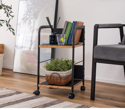 デスクワゴン デスクワゴン ワゴン シンプル ブラック 黒 収納 キャスター キャスター付き 2段 おしゃれ 背板付き 背板 高さ60cm 仕事用 スチール 木製 木 インテリア おしゃれ 北欧 かわいい(代引不可)