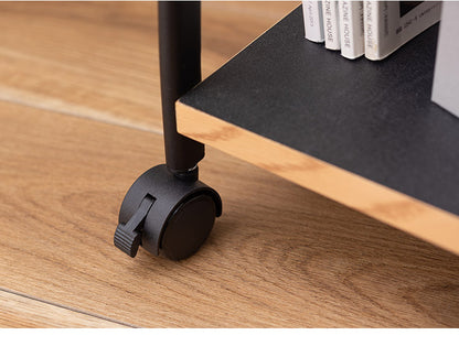 デスクワゴン デスクワゴン ワゴン シンプル ブラック 黒 収納 キャスター キャスター付き 2段 おしゃれ 背板付き 背板 高さ60cm 仕事用 スチール 木製 木 インテリア おしゃれ 北欧 かわいい(代引不可)