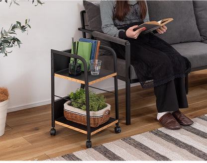 デスクワゴン デスクワゴン ワゴン シンプル ブラック 黒 収納 キャスター キャスター付き 2段 おしゃれ 背板付き 背板 高さ60cm 仕事用 スチール 木製 木 インテリア おしゃれ 北欧 かわいい(代引不可)