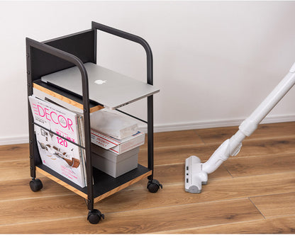 デスクワゴン デスクワゴン ワゴン シンプル ブラック 黒 収納 キャスター キャスター付き 2段 おしゃれ 背板付き 背板 高さ60cm 仕事用 スチール 木製 木 インテリア おしゃれ 北欧 かわいい(代引不可)