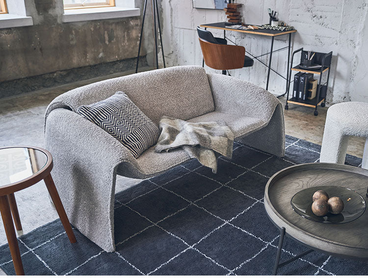 ソファ EYS-11 東谷 ソファ ソファー ブークレ素材 ダークグレー 2人掛け 二人用 2P モダン おしゃれ 完成品 ファミリー ワイド リビング 無地 北欧(代引不可)