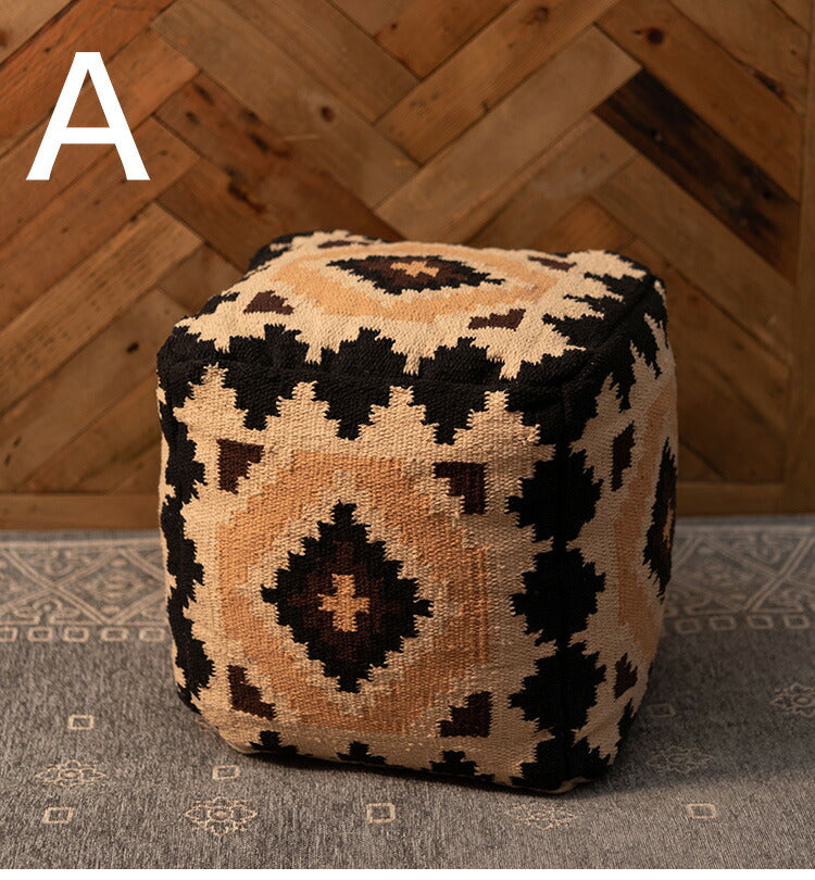 スツール スクエア 角型 オルテガ調 ビーズクッション 軽量 おしゃれ コットン 発砲ビーズ 腰掛け オットマン 座椅子 肘置き 四角形タイプ 北欧 足置き フロアスツール(代引不可)