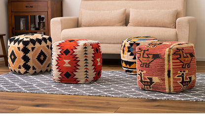 スツール スクエア 角型 オルテガ調 ビーズクッション 軽量 おしゃれ コットン 発砲ビーズ 腰掛け オットマン 座椅子 肘置き 四角形タイプ 北欧 足置き フロアスツール(代引不可)