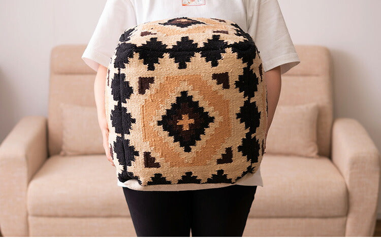 スツール スクエア 角型 オルテガ調 ビーズクッション 軽量 おしゃれ コットン 発砲ビーズ 腰掛け オットマン 座椅子 肘置き 四角形タイプ 北欧 足置き フロアスツール(代引不可)