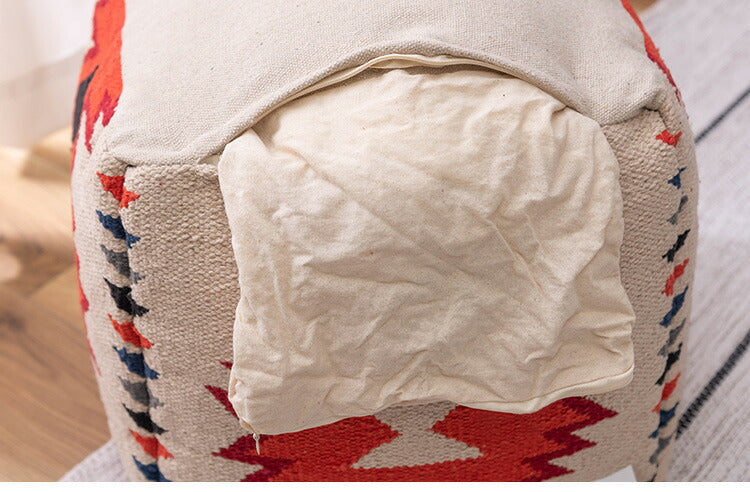 スツール スクエア 角型 オルテガ調 ビーズクッション 軽量 おしゃれ コットン 発砲ビーズ 腰掛け オットマン 座椅子 肘置き 四角形タイプ 北欧 足置き フロアスツール(代引不可)