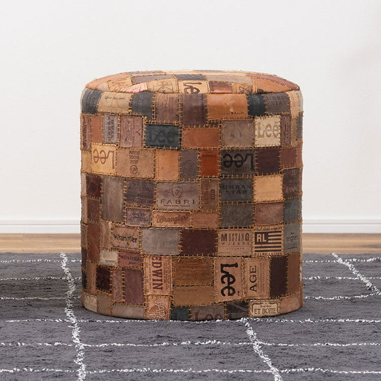 スツール ラウンドスツール おしゃれ タグ 腰掛け レザー ラウンドスツール 個性的 ヴィンテージ ラウンド 丸 大きめ オットマン リビング 寝室 店舗 ディスプレイ(代引不可)