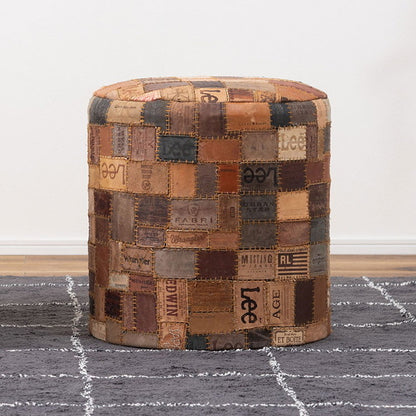 スツール ラウンドスツール おしゃれ タグ 腰掛け レザー ラウンドスツール 個性的 ヴィンテージ ラウンド 丸 大きめ オットマン リビング 寝室 店舗 ディスプレイ(代引不可)