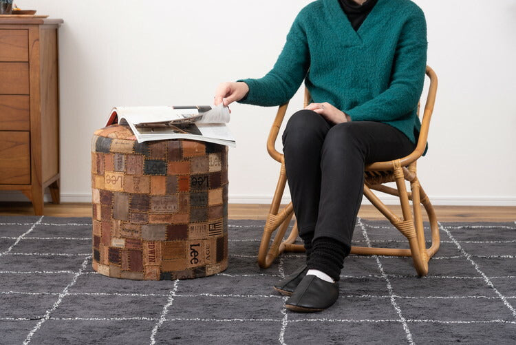 スツール ラウンドスツール おしゃれ タグ 腰掛け レザー ラウンドスツール 個性的 ヴィンテージ ラウンド 丸 大きめ オットマン リビング 寝室 店舗 ディスプレイ(代引不可)